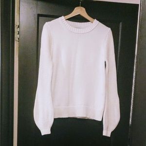 White parachute sleeve Loft sweater